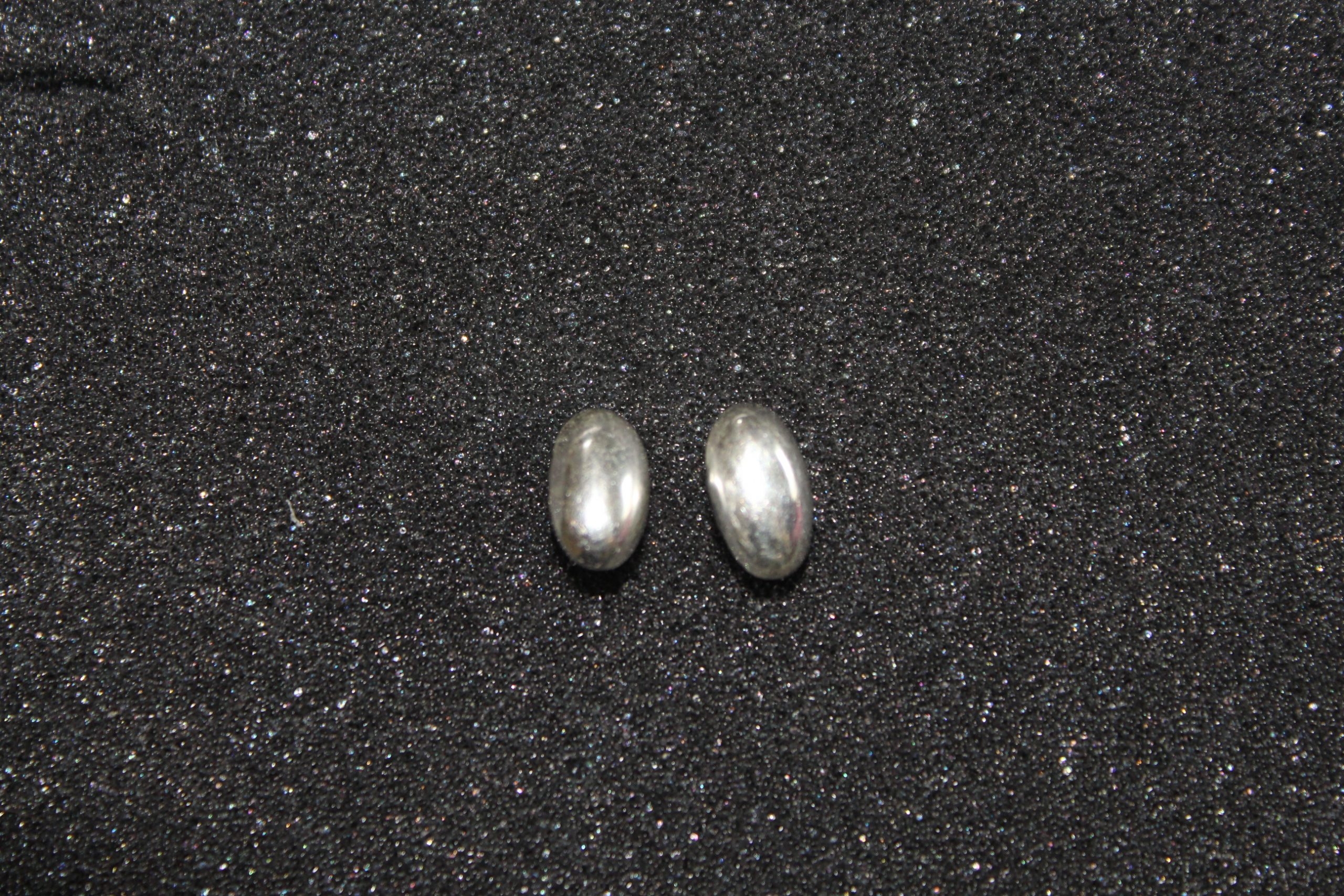 Silver Jelly Bean Shaped Earrings