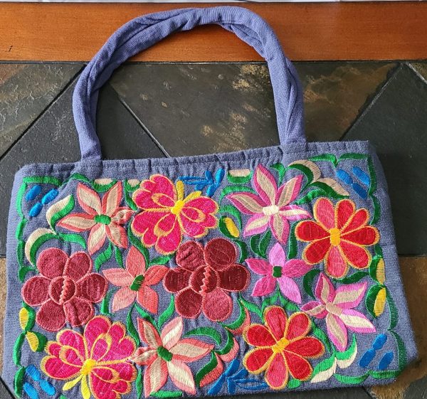 Gray Embroidered Handbag