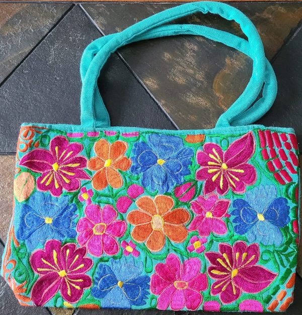 Teal Embroidered Handbag