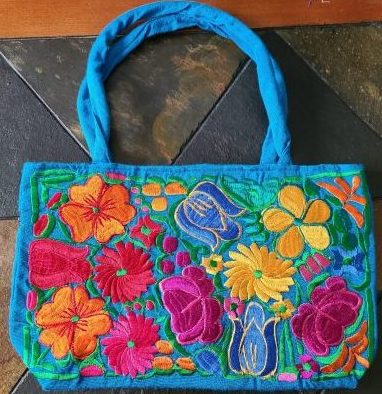 Light Blue Embroidered Handbag