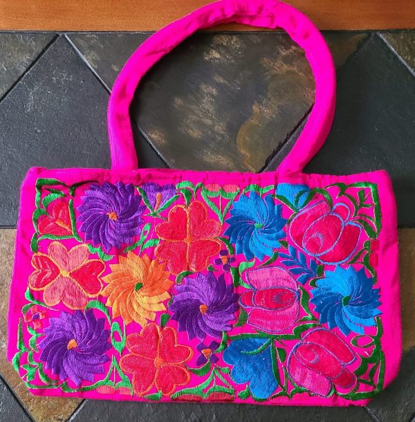 Magenta Embroidered Handbag