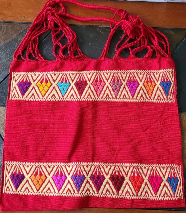 Red Embroidered  Tote Bag