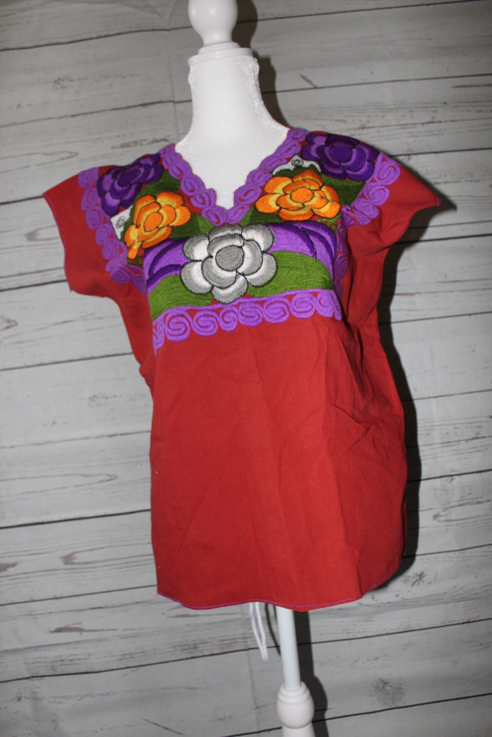 Terracotta small embroidered blouse