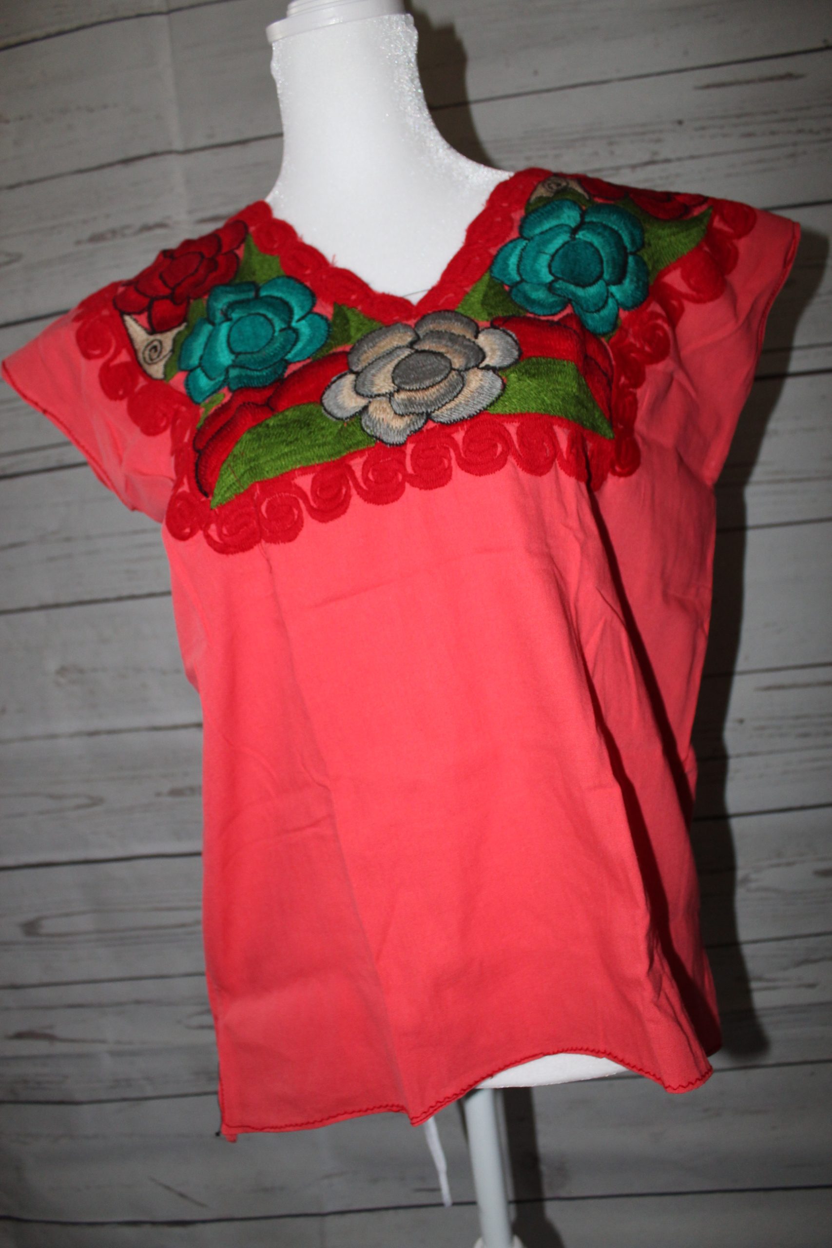 Coral ( small ) embroidered blouse
